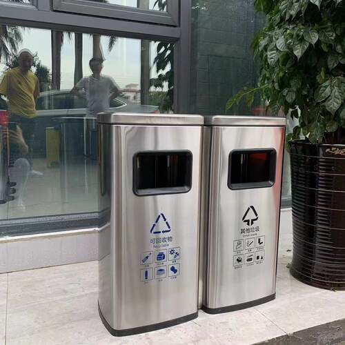 室内不锈钢垃圾桶酒店大堂商场垃圾分类箱物业景区果皮回收箱厂家