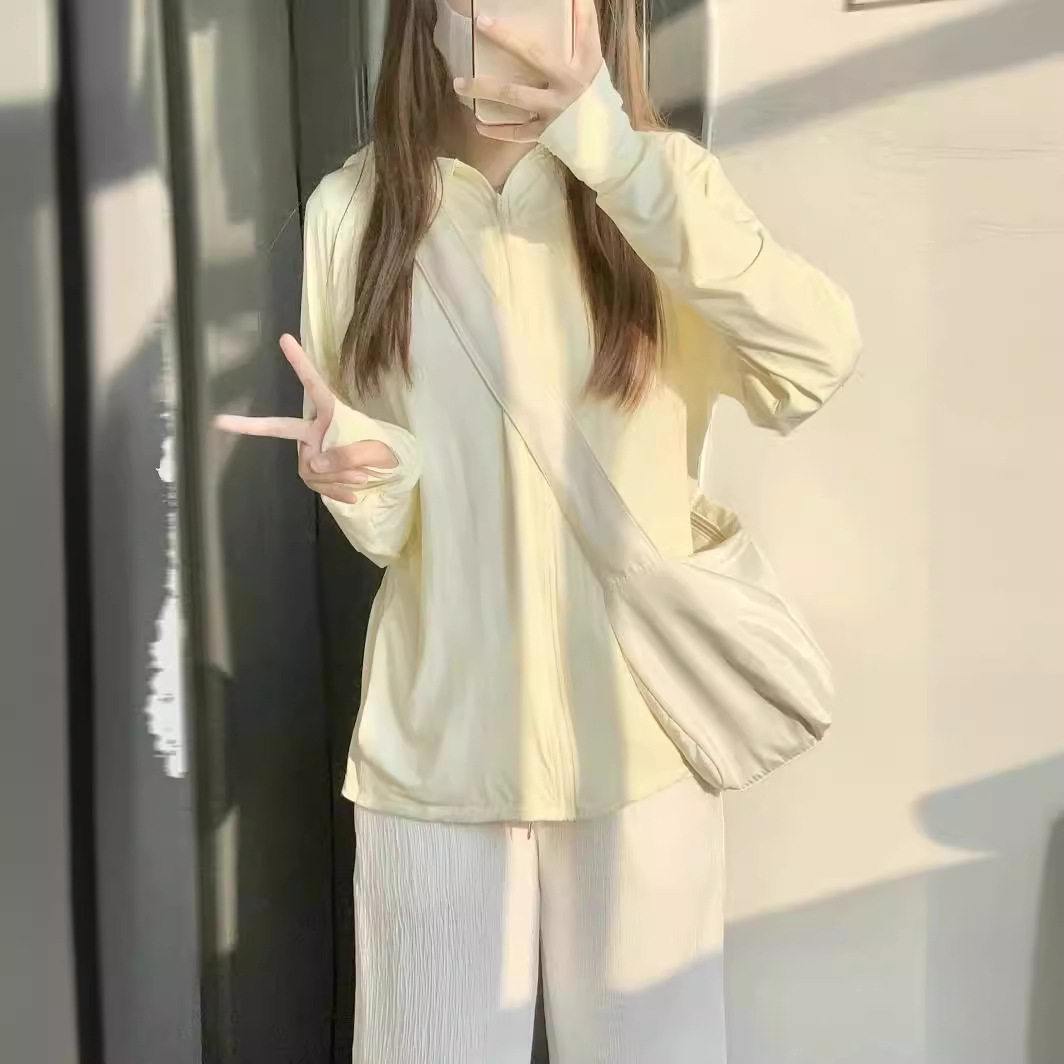 轻薄透气冰丝连帽檐防晒衣女防紫外线开衫外套夏季通勤新款