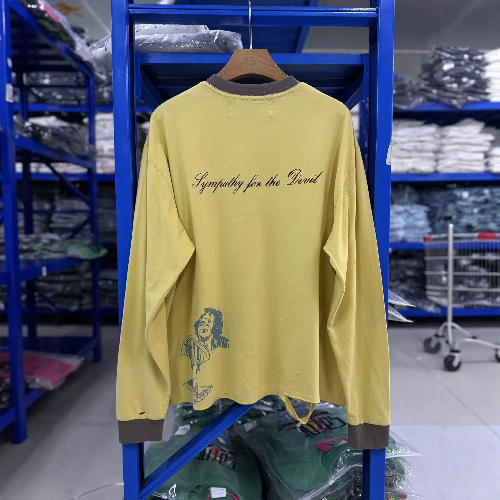 Paly Hollywood 26SS"PALY x 滚石乐队联名水洗做旧撞色长袖T恤