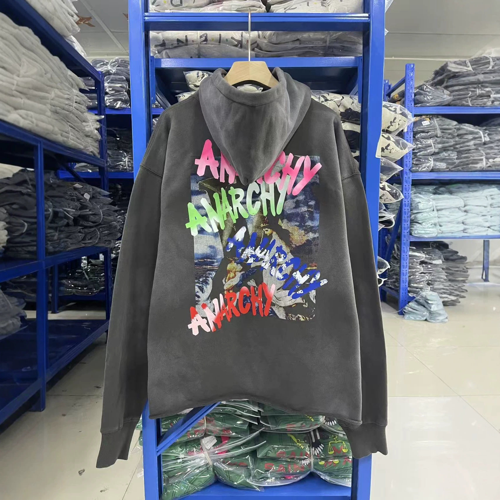 SAINT MICHAEL 25SS“ANARCHY”风景图案印花水洗做旧帽衫卫衣