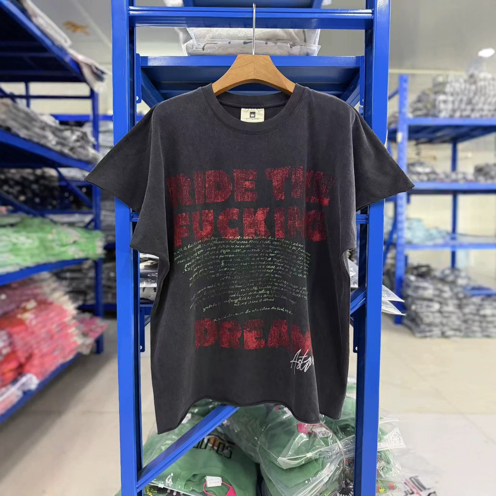 嘻哈街头vintage星体“RIDE THE FUCKING”水洗做旧T恤背心
