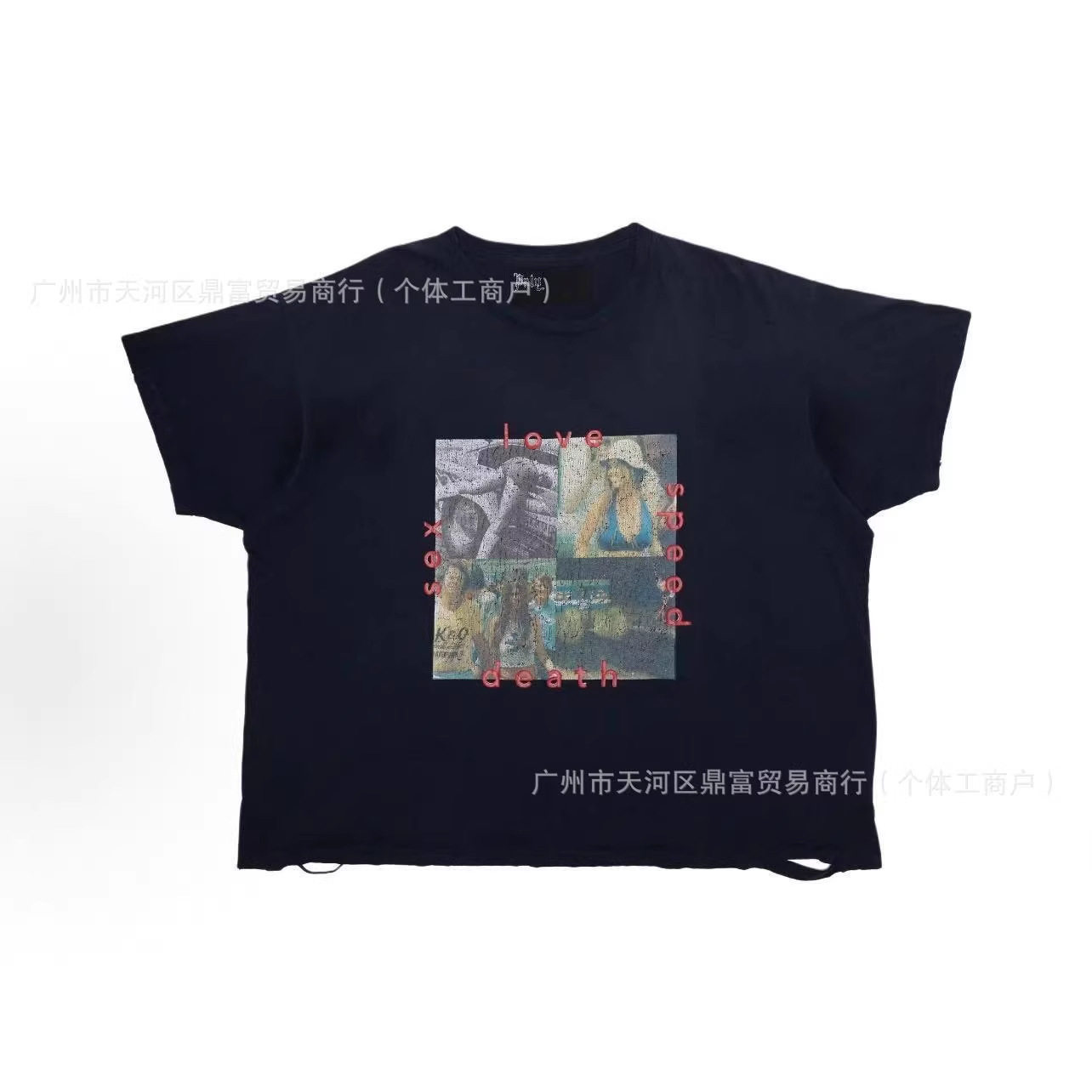 Paly Hollywood TEE 宽松复古纹理纯棉洗水做旧短袖T恤