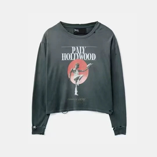 Paly Hollywood 26SS&ldquo;Myra Breckenridge&rdquo;水洗做旧印花长袖T恤