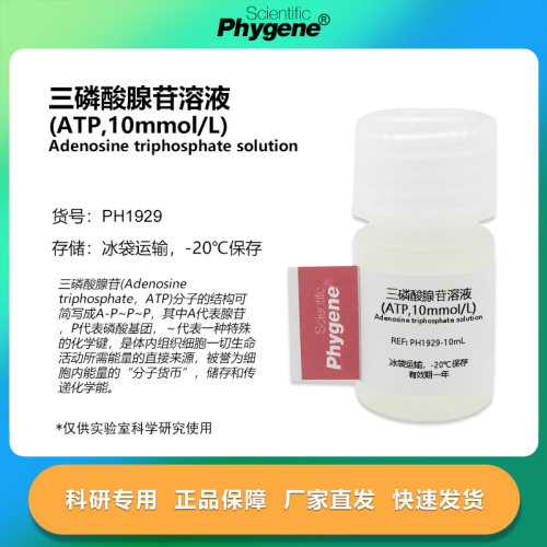 三磷酸腺苷溶液 (ATP,10mmol/L) 10mL 实验试剂 科研专用 PHYGENE
