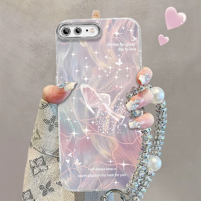 适用于iPhone苹果7plus手机壳A1661线条蝴蝶ihone7plus简约爱疯 7plus。保护套iph0ne8plus全包女防摔新款潮