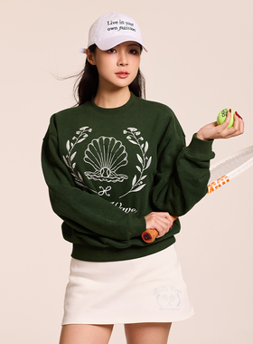 “如珍珠般珍贵的爱好”原创网球情侣复古卫衣红绿美式复古绒感