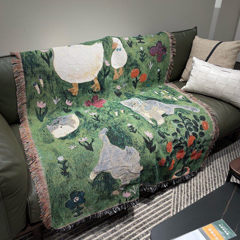 美式复古沙e发盖布单人椅垫布 墙面装饰艺术挂毯沙发毯露营野餐毯