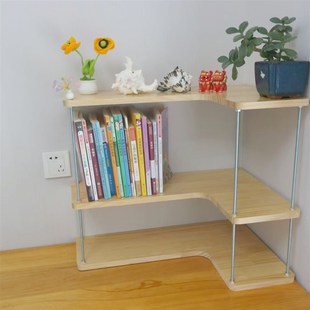 桌面书桌书架收纳置物架实u木立式多层转角简易台面桌上办公架定