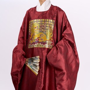 惜物国风 明制圆领袍汉服一品云B纹仙鹤麒麟补服文武官绣花汉婚服