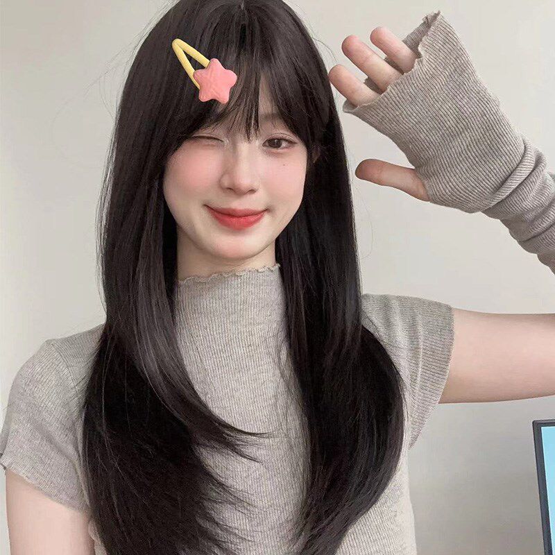 束朵假发女网红日常Lolita斜A刘海jk圆脸日系显白内扣全头套假发