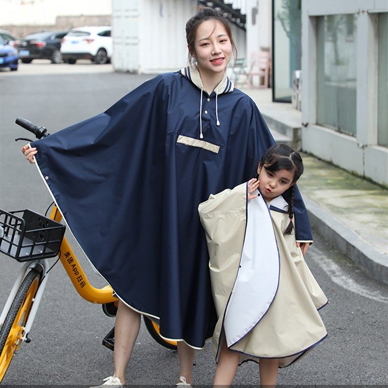 儿童雨衣女童2021小学生男童韩版徒步斗篷骑O行防水亲子雨披书包