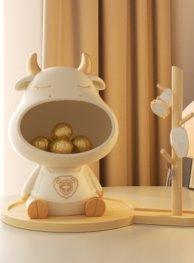 大嘴玄关钥匙收纳牛摆件入户客厅茶几托盘装饰品R创意新房乔迁礼