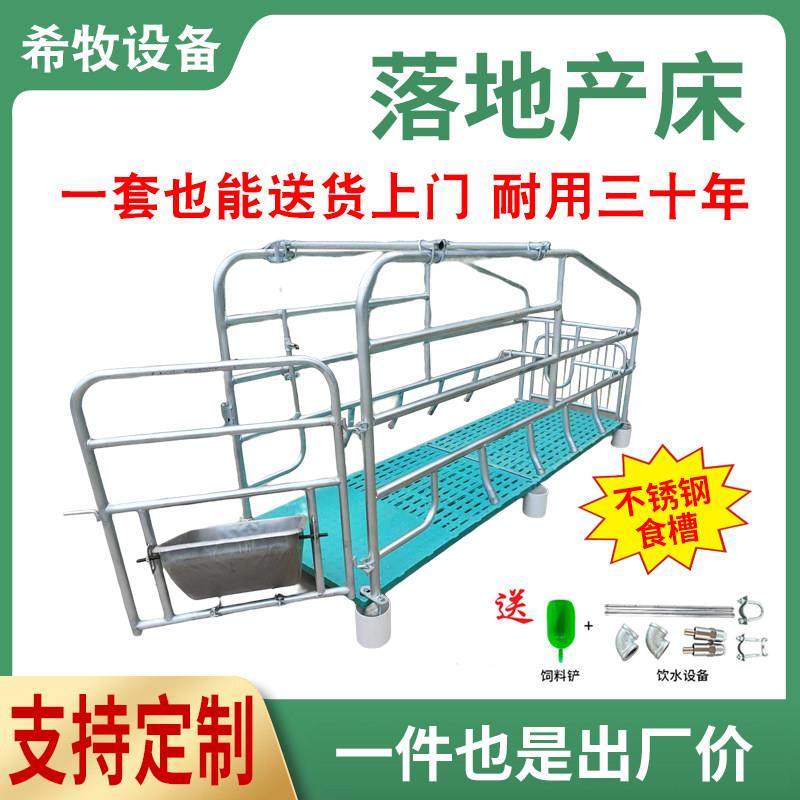 母猪产床落地式带漏粪板产保一体定位栏限位栏不锈钢食槽分娩床