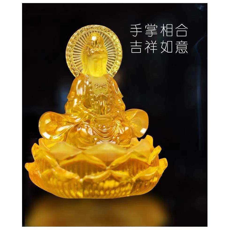 琉璃观音汽车摆件佛车载观世音菩萨车内装饰摆件双面观音家用车用