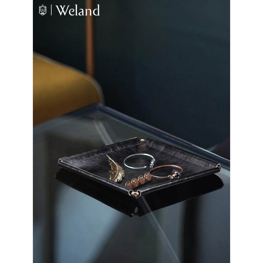 WL托盘皮质金属创意设计高级感轻奢桌面首饰化妆品钥匙杂物收纳盒