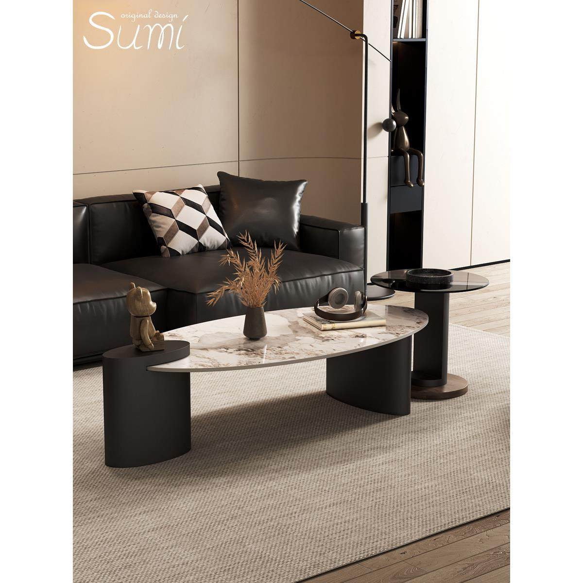 意式极简潘多拉岩板茶几组合椭圆形大小户型客厅家用轻奢现代简约,住宅家具,茶几,淘宝优惠券,粉丝福利购,淘宝优惠卷