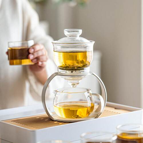 玻璃半自动茶具套装懒人家用旋转泡茶壶功夫茶杯整套茶具茶盘套装