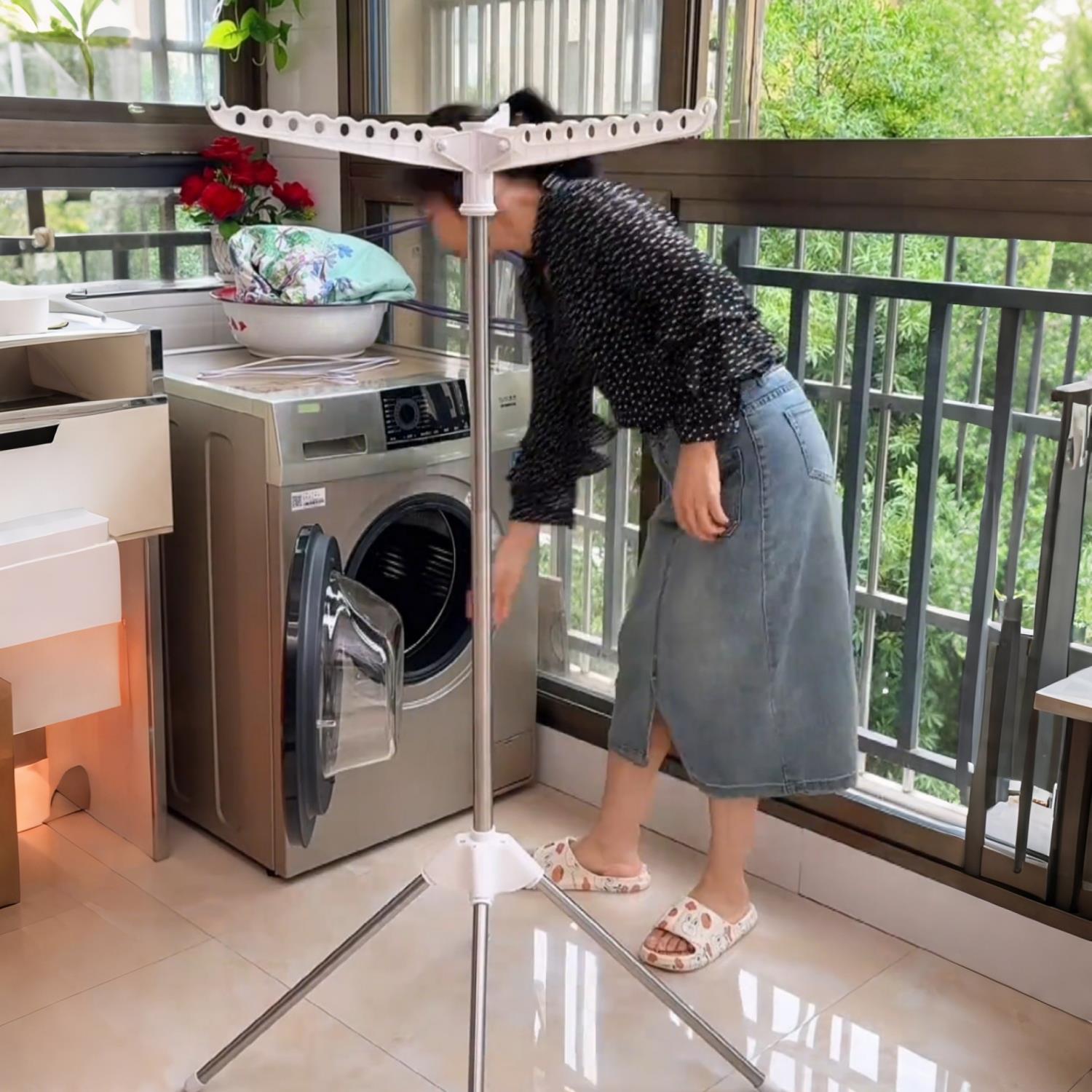 晾衣架室内家用不占地阳台伸缩晒衣架可移动可折叠可携式出差旅行