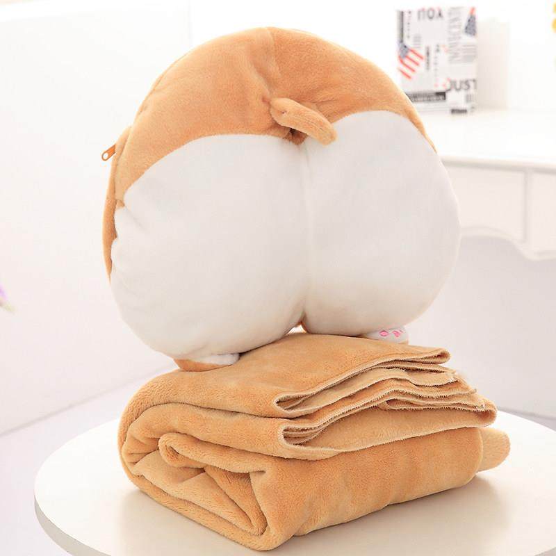 柯基屁股午睡枕头抱枕被子两用珊瑚绒腰靠枕靠垫空调被毯子三合一,居家布艺,抱枕被,淘宝优惠券,粉丝福利购,淘宝优惠卷