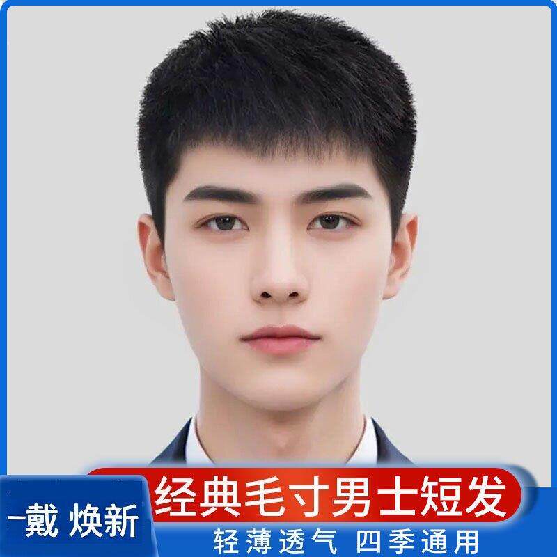假发男短发全真发全头套式男士毛寸假发头套时尚自然蓬松透气逼真