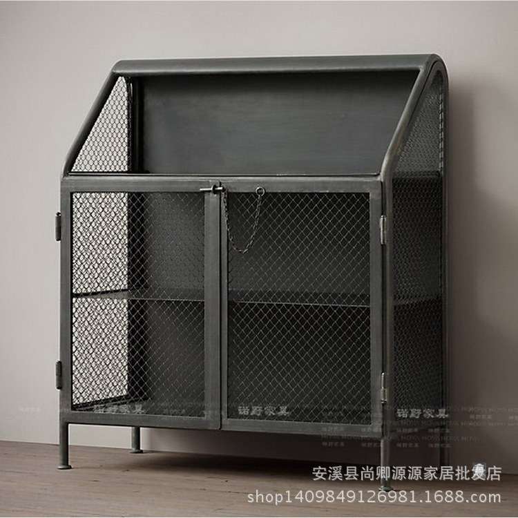 现货供应 美式复古餐边柜酒柜 铁艺储物柜loft工业陈列柜铁皮柜子