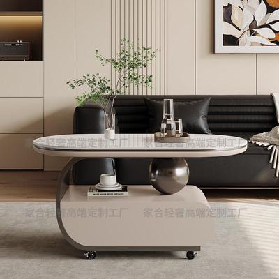 岩板沙发边几小户型茶几轻奢高级感客厅可移动小推车2024带轮子
