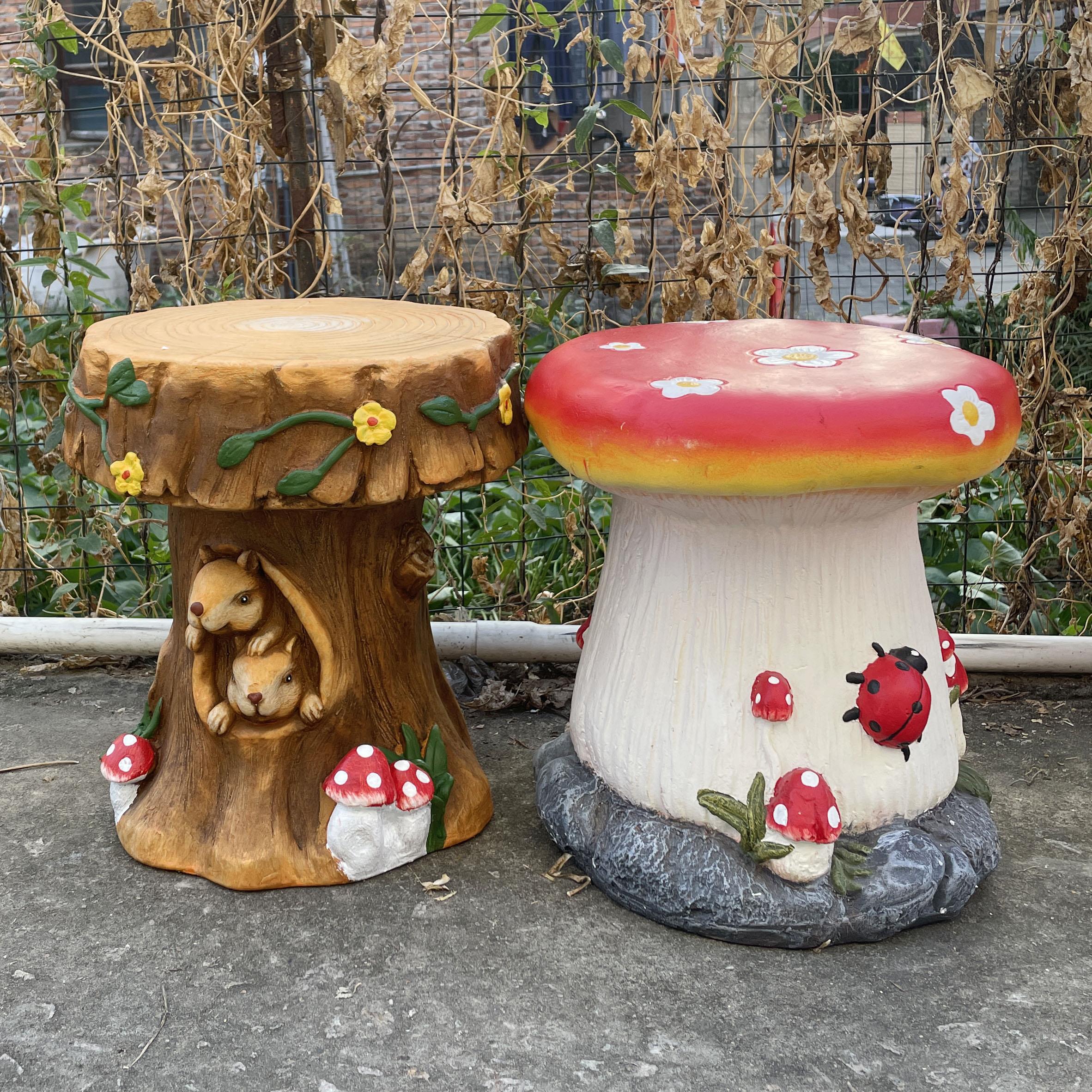 创意户外庭院花园草坪桌椅装饰摆饰彷真兔子蘑菇凳子别墅阳台花架