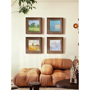 莫奈春夏秋冬艺术印象派客厅沙发背景墙装 饰画覆古名画风餐厅挂画