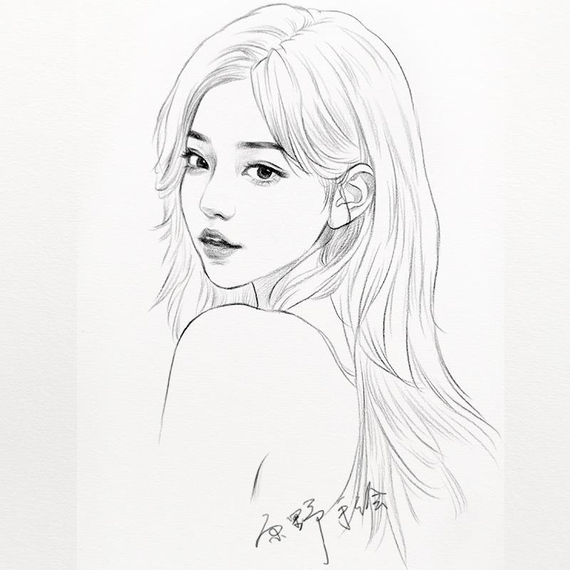纯手绘速写定制创意礼物订制素描人像画像彩铅肖像画生日送女友