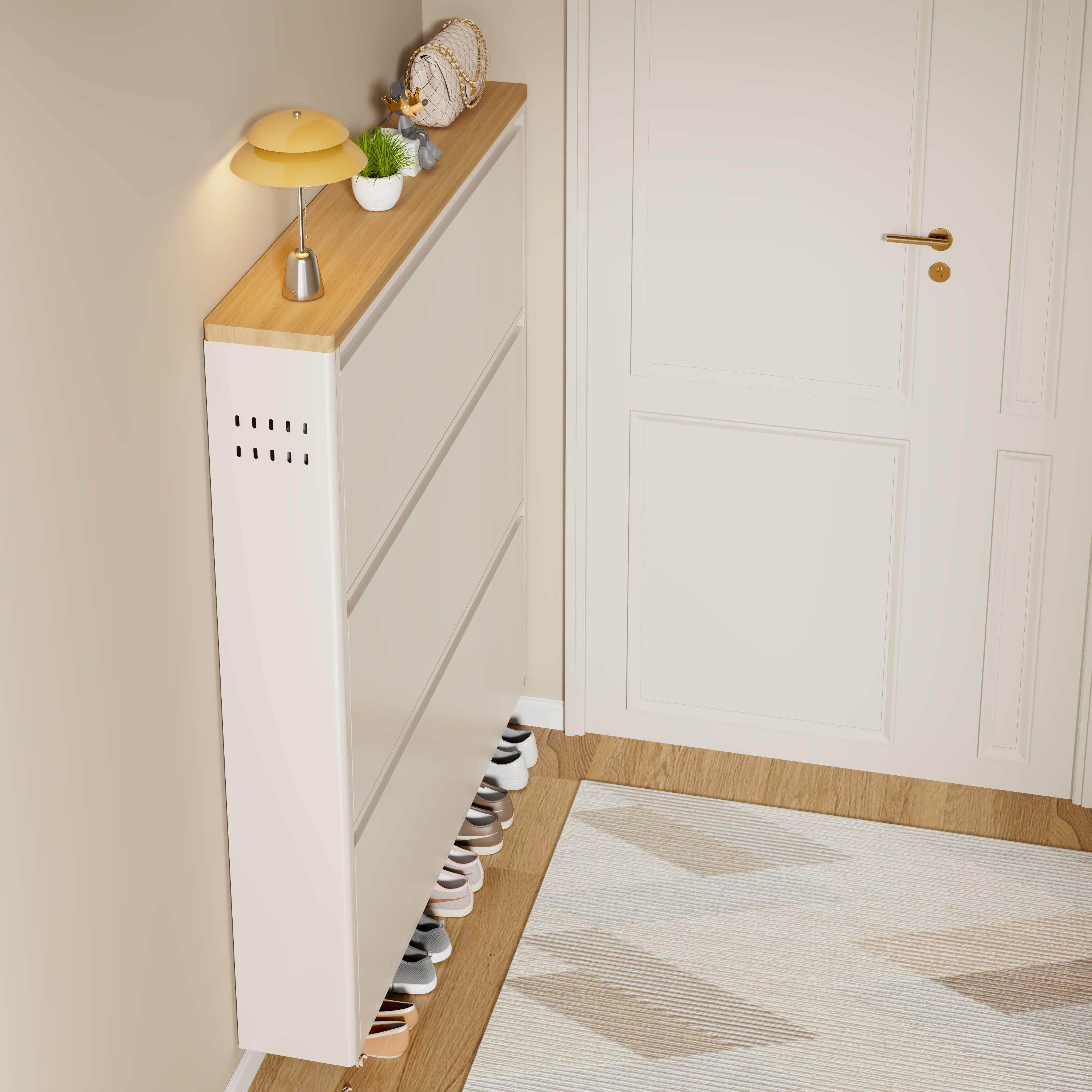 15cm超薄钢制翻斗鞋柜家用门口一体靠墙入户门玄关柜大容量小鞋架