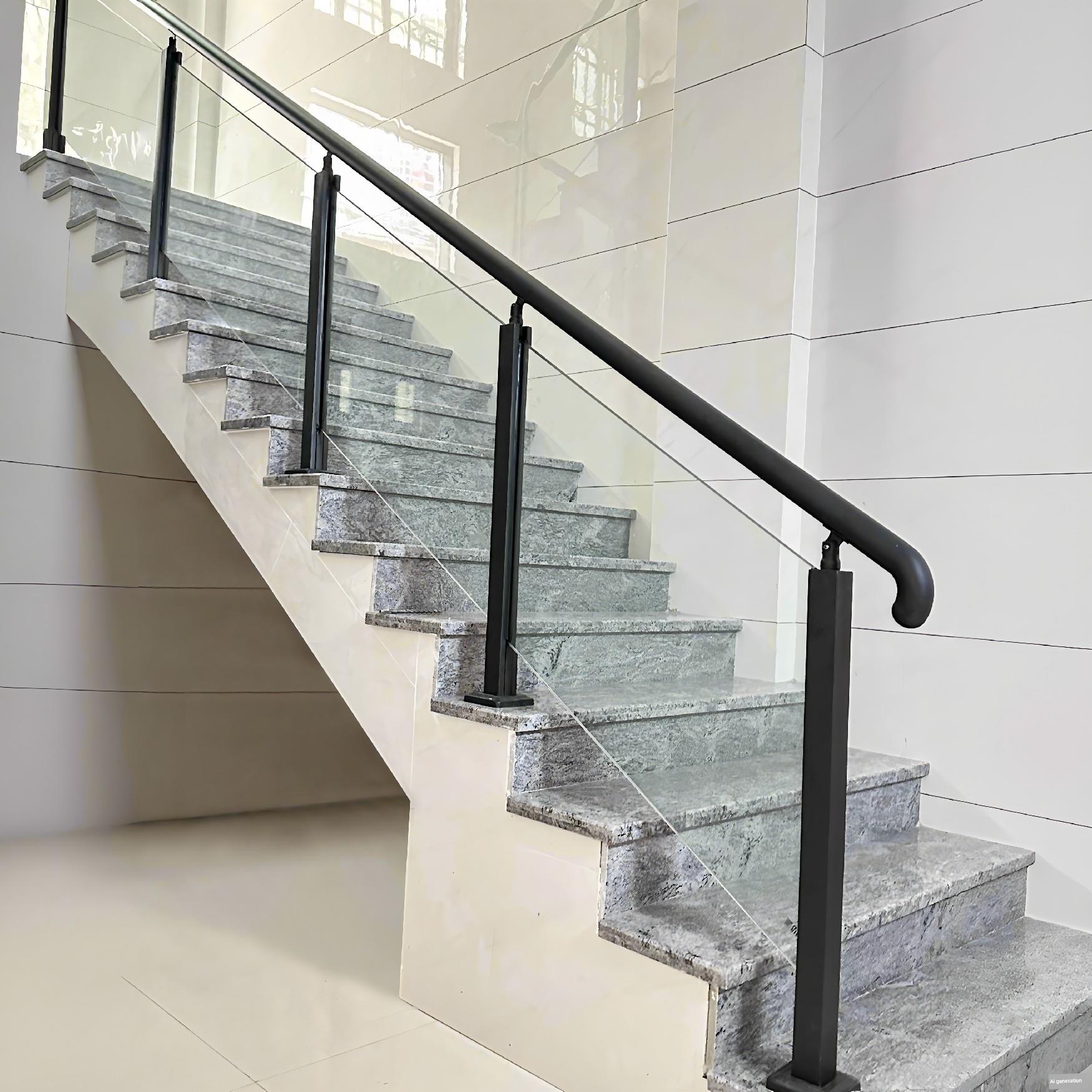 楼梯扶手护栏户内钢化玻璃栏杆农村自建房屋别墅简易不锈钢柱