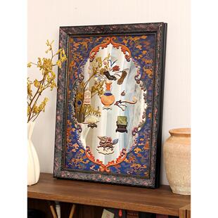 清居古韵中古镜面装饰画福禄书房中堂挂画葫芦东方美学镜子挂壁画