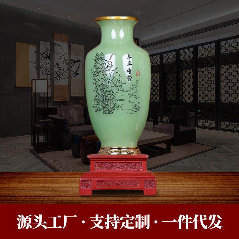 厂货年年有余花瓶摆件客厅办公室玄关风水摆件花瓶树脂工艺品