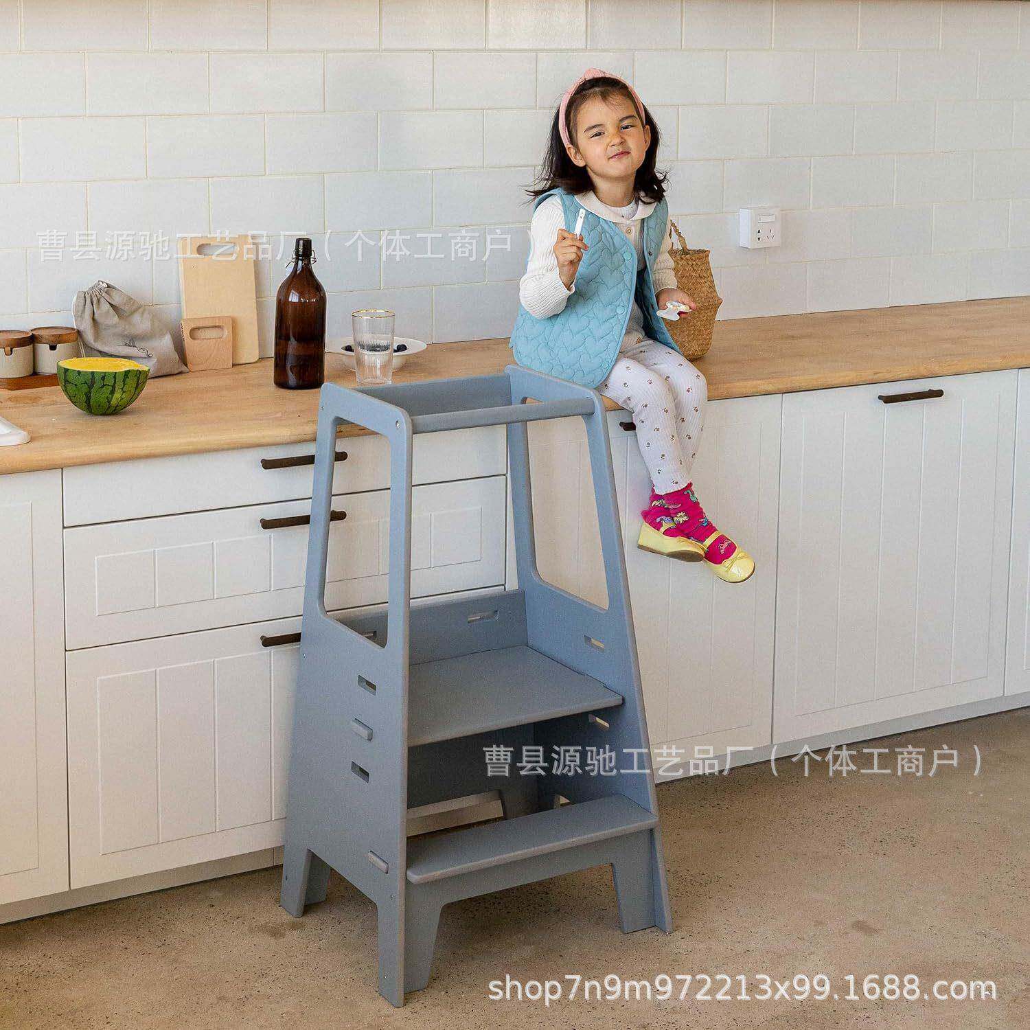 木制儿童学习塔脚踏站立塔吸收梯厨房浴室宝宝增高凳台阶攀爬凳