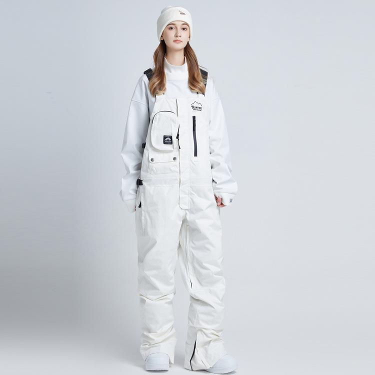 工装背带滑雪裤男女单板双板防水防风夹棉保暖显瘦滑雪服连体