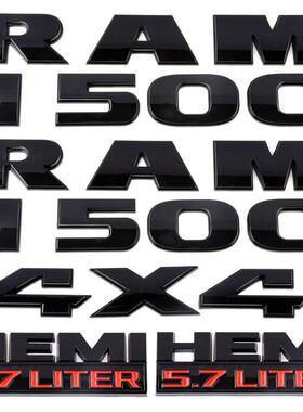 适用新款道奇RAM1500HEMI5.7liter车标排量标改装贴标4件套