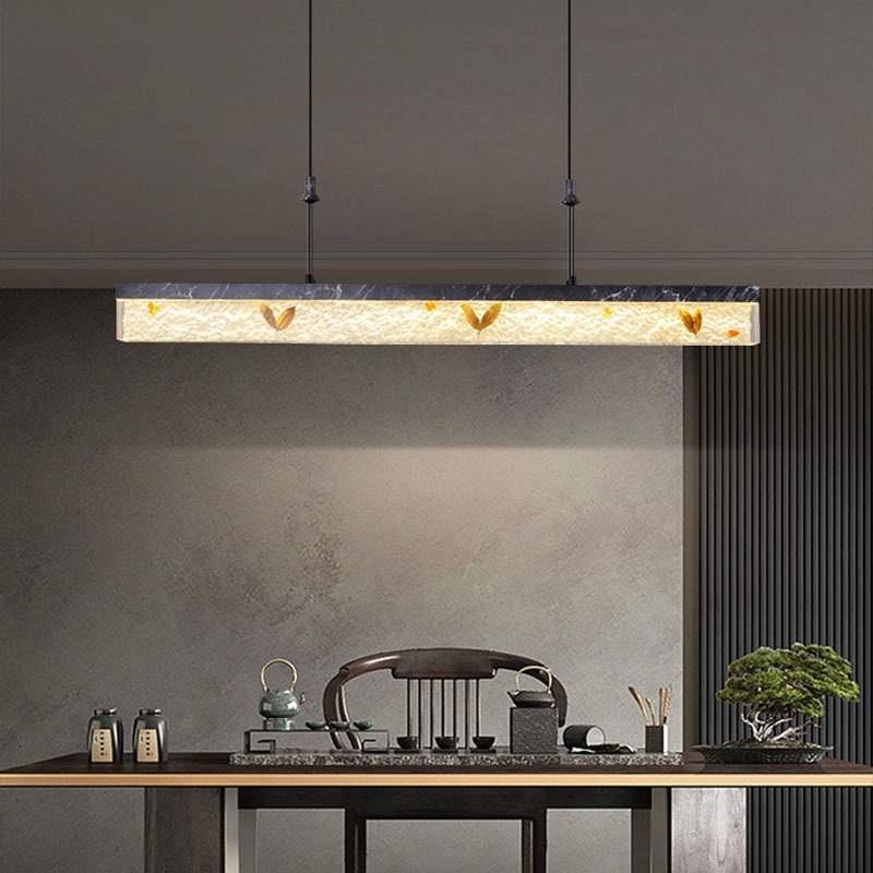 奢灯 餐厅吊灯 禅意新中式餐吊茶室创意艺术餐桌灯具现代轻奢长条