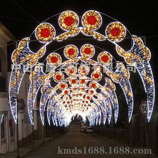 过街灯跨街灯路杆装饰灯花朵造型灯天空夜幕景观灯伞形灯灯笼挂件