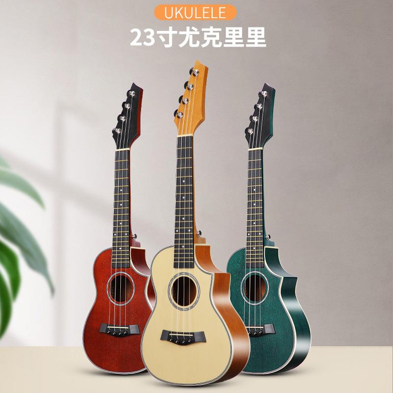 尤克里里23寸桃花芯木小四弦缺角乌克丽丽小吉他电吉他头乐器