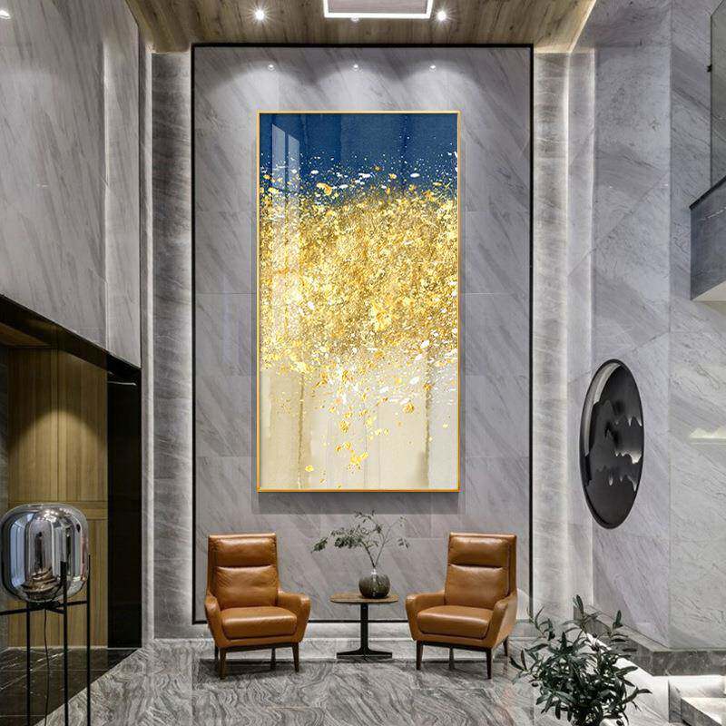 抽象玄关装饰画简约美式轻奢画走廊过道招财挂画金色满堂样板房