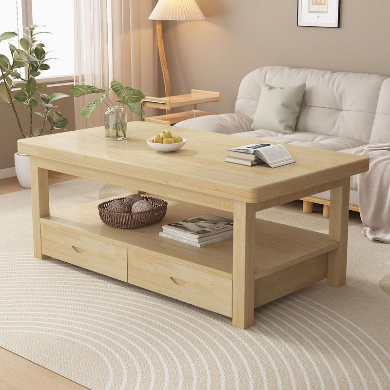 实木二合一小户型家用新款两用餐桌客厅家用出租房专用茶几小户型