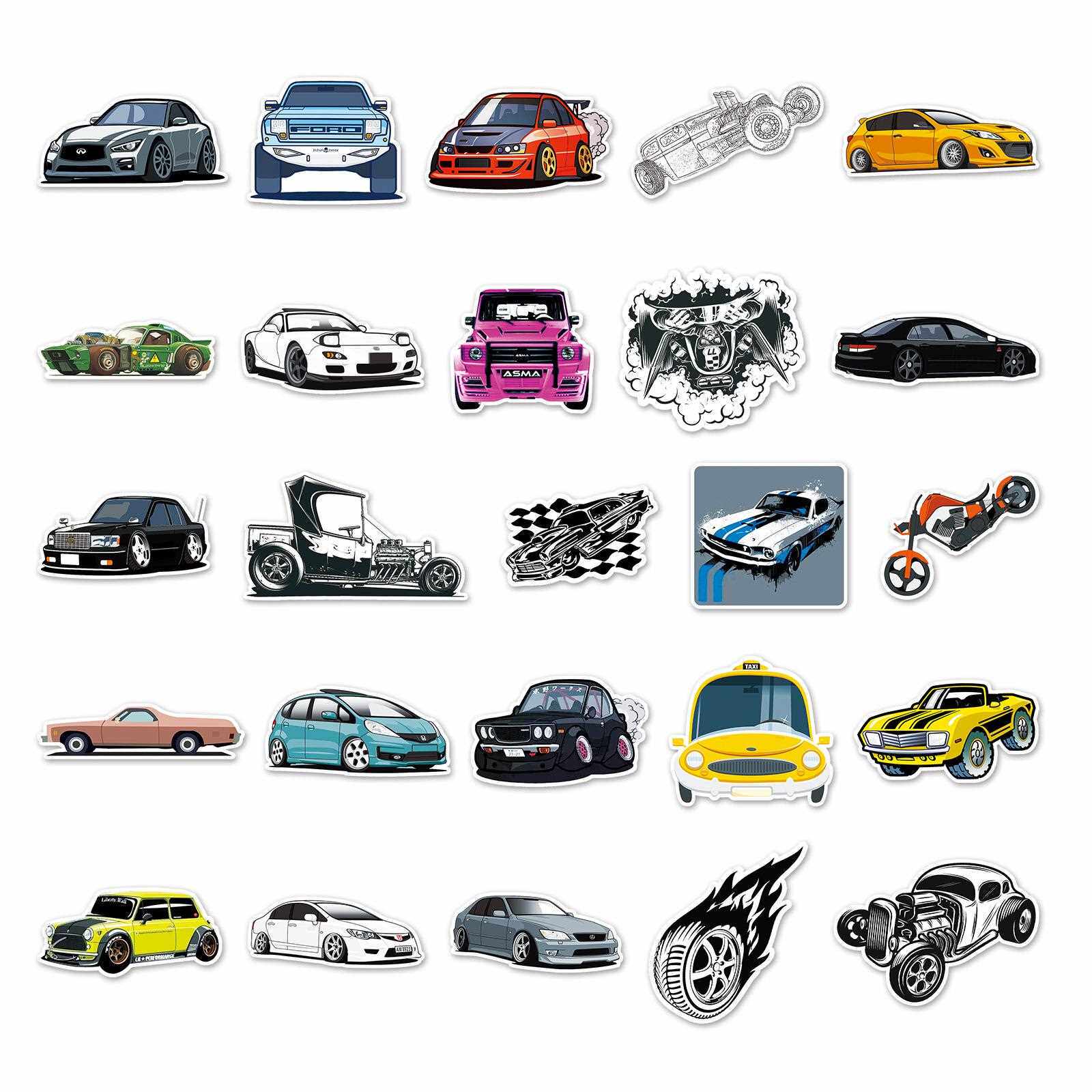 直销新款61张改装车卡通涂鸦贴纸行李箱冰箱汽车自行车平板电脑装