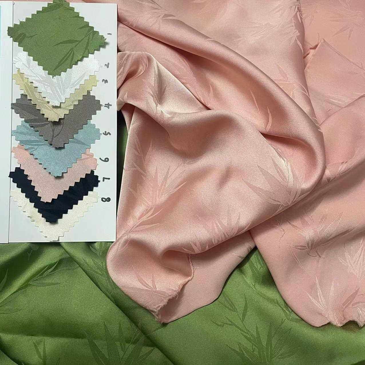 直销新款仿醋酸淡墨文竹暗纹提花面料哑光柔软冰丝滑垂汉服旗袍设