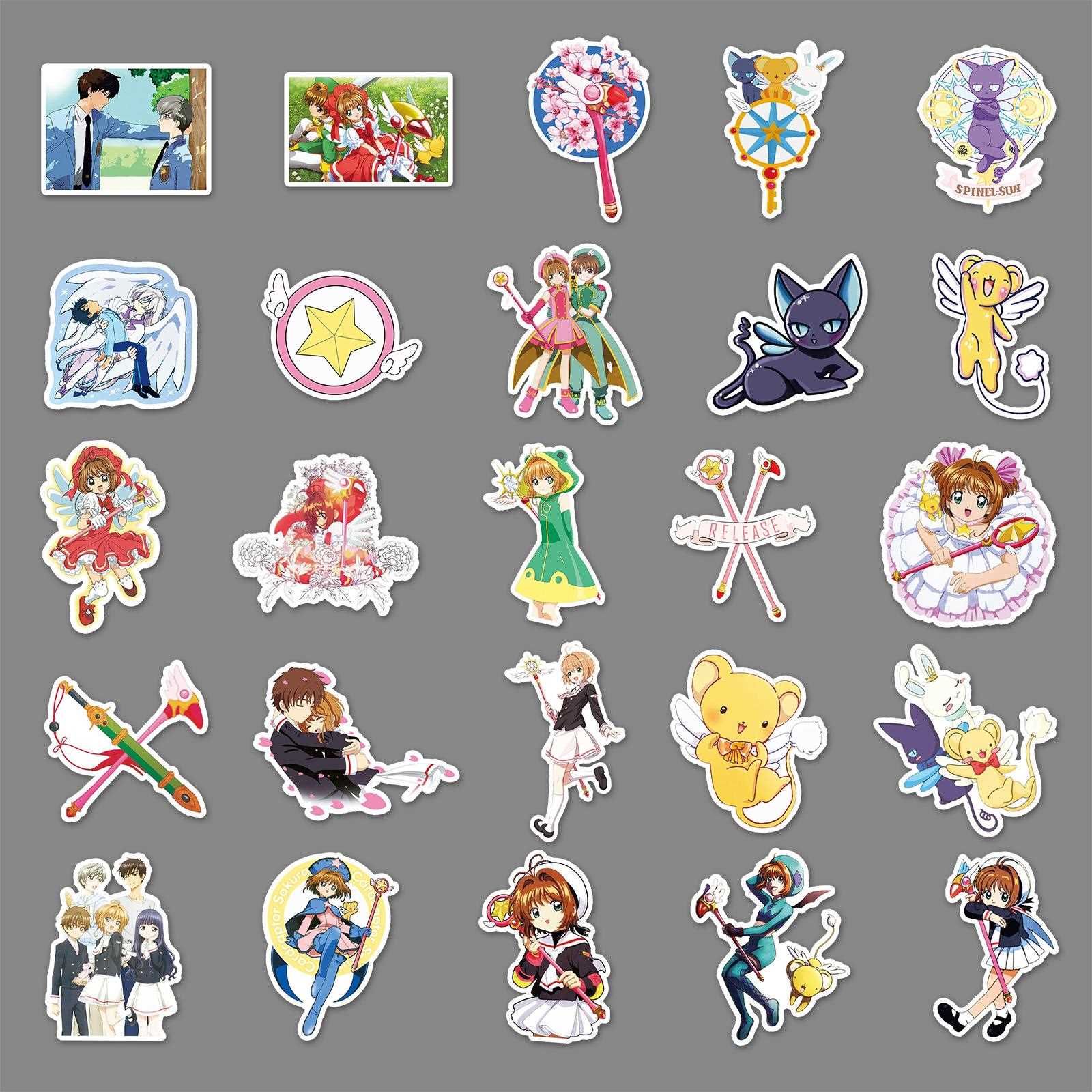 直销新款50张百变小樱日漫魔卡少女樱儿童卡通防水装饰手账本咕卡