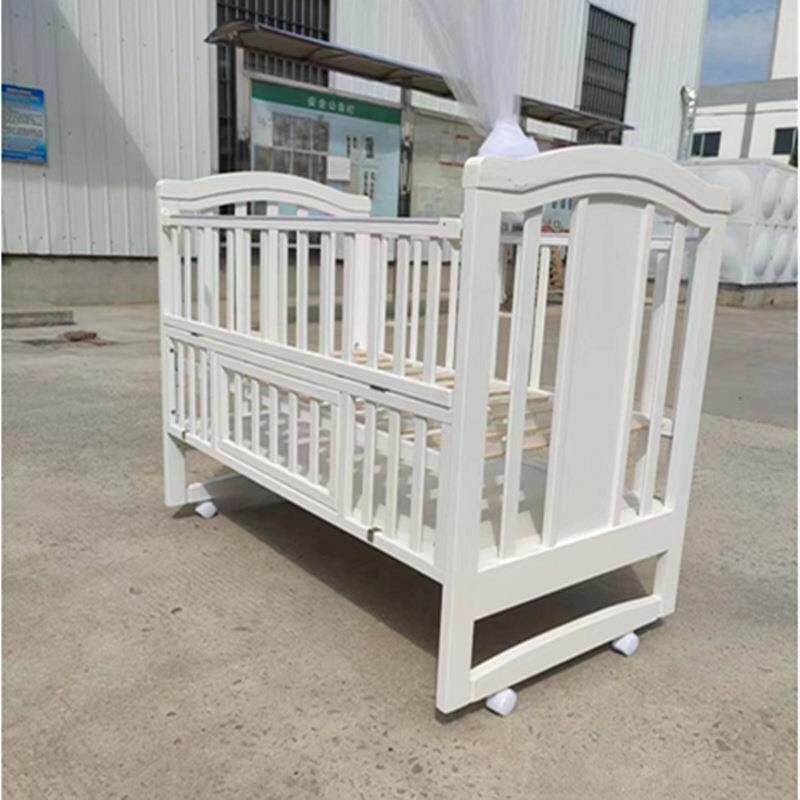 新款直销加大白色婴儿床实木多功能宝宝床双层带储物现代简约儿童