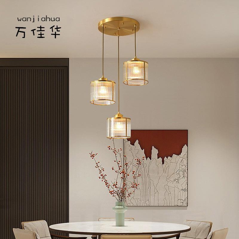 直销新款新中式全铜楼梯长吊灯复式楼中国风客厅餐厅铜灯别墅创意