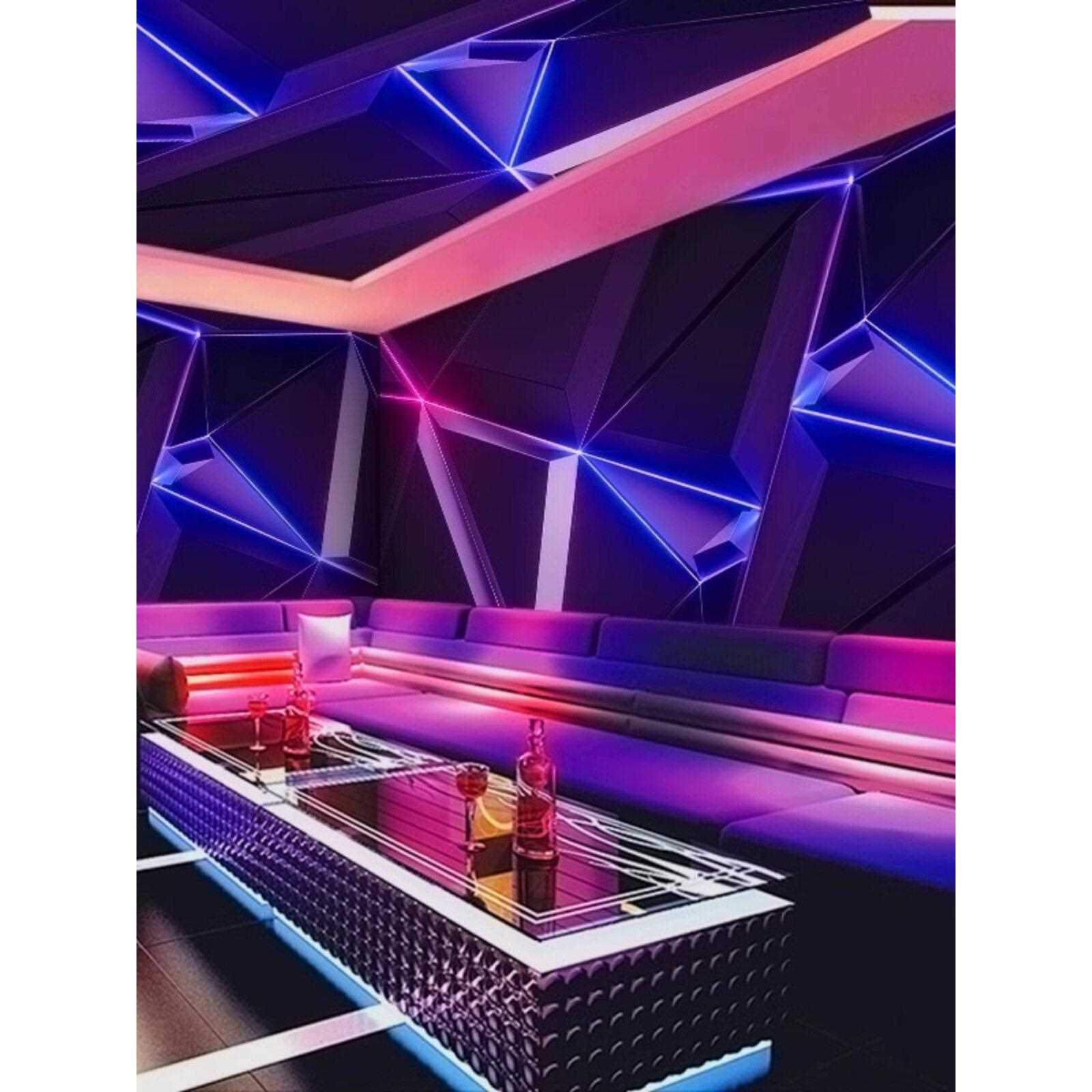 新款直销灯光墙纸科技霓虹灯发光背景墙装饰墙布壁画ktv主题房酒