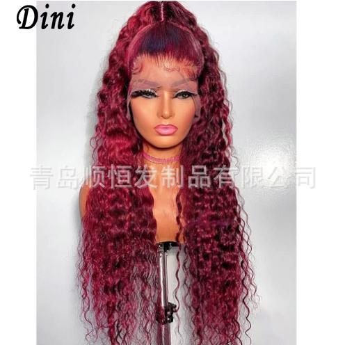 新款直销欧美非洲女款假发前蕾丝小卷中分长卷发时尚爆炸头化纤头