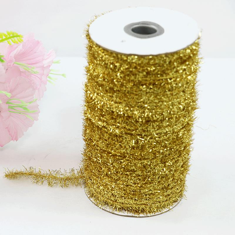 直销新款1.8CM彩色装饰毛条圣诞树活动布置装饰彩色葱玻璃纱编织