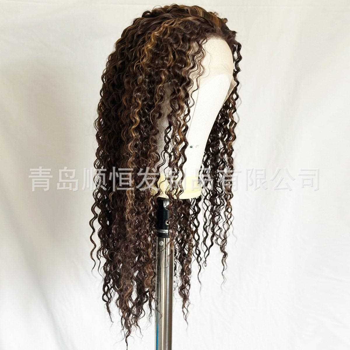 新款直销欧美跨境女士前蕾丝小卷发假发钢琴色挂耳染化纤卷发工厂